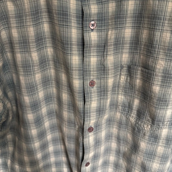 Horny Toad Men’s Steel Blue Short Sleeve Organic Cotton Button Plaid Shirt Sz XL - Picture 4 of 6